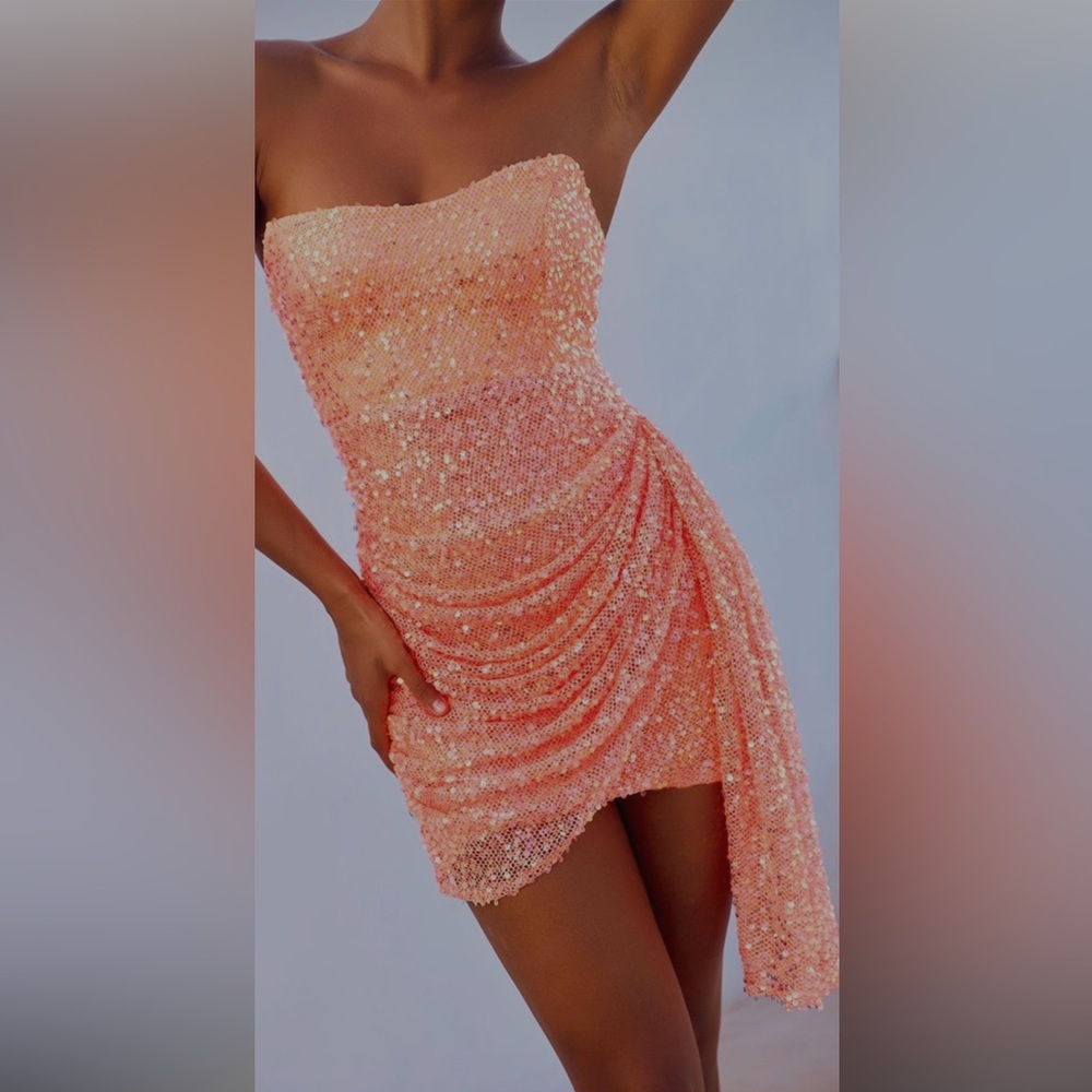Sage and Paige Art of Love Mini Dress Neon Orange